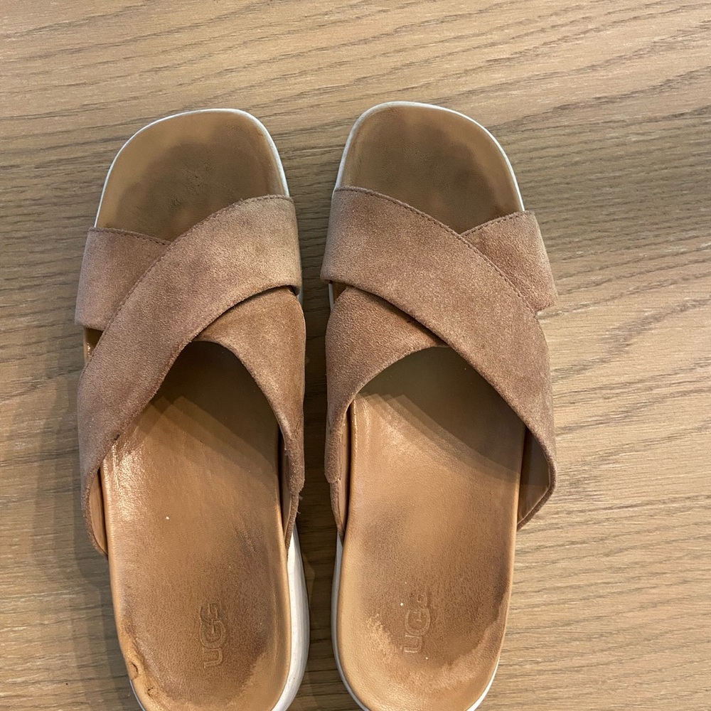 UGG Women's Brown Cross-Band Sandals